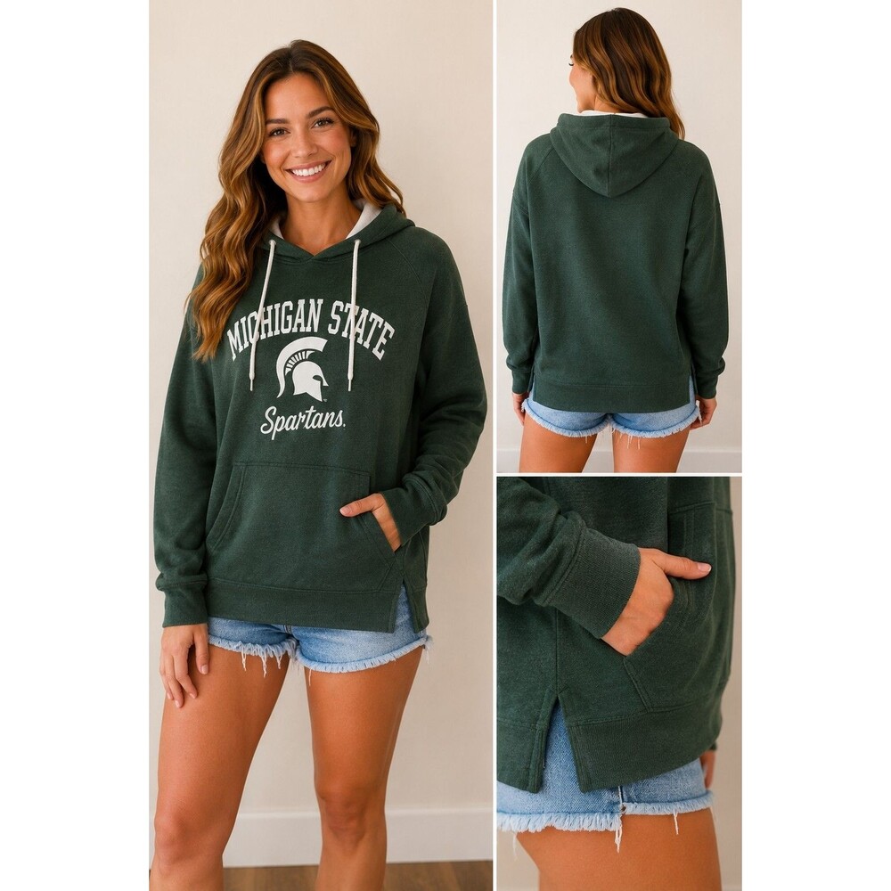 Michigan State Spartans Green Hoodie Women's Medium Colosseum Pullover MSU